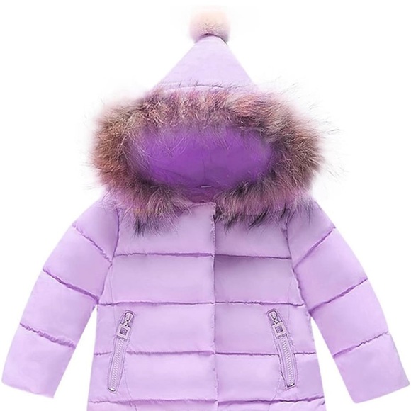 Cute Girls' Jacket with Wool Collar - Picture 3 of 3